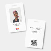 Minimaal werknemerslogo, foto, QR-code, naam Badge (Voor- en achterkant)