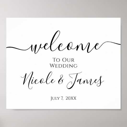 Minimaal White Black Wedding Welcome Sign Poster (Voorkant)