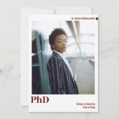 Minimaal White Burgundy Photo PhD Afstuderen Aankondiging (Voorkant)