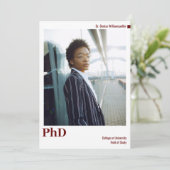 Minimaal White Burgundy Photo PhD Afstuderen Aankondiging (Staand voorkant)