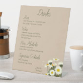 Minimaal White Daisy Flowers Drink Menu Reclamebord Met Voetstuk (Insitu)