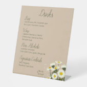 Minimaal White Daisy Flowers Drink Menu Reclamebord Met Voetstuk (Voorkant)