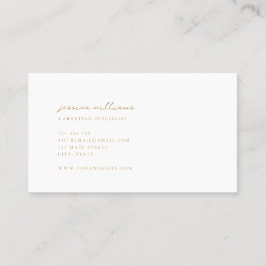 Minimaal White Gold-script Visitekaartje (Achterkant)