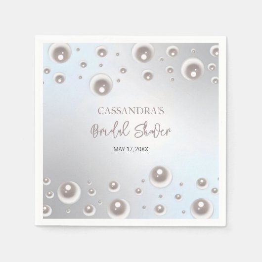 Minimaal White Pearl Silver-Vrijgezellenfeest Servet (Voorkant)