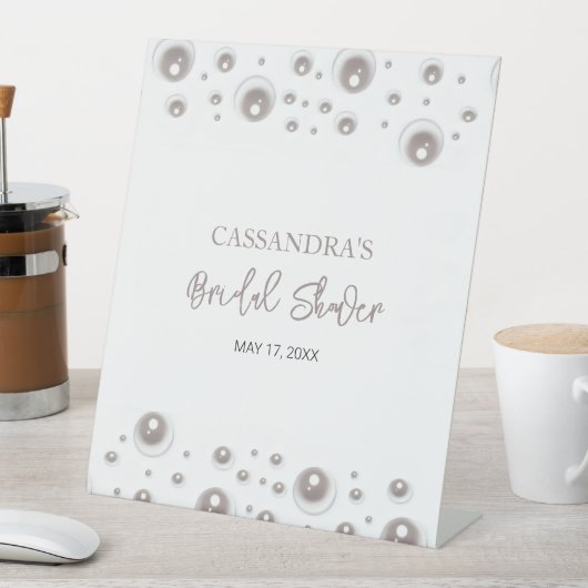 Minimaal White Pearl-Vrijgezellenfeest Reclamebord Met Voetstuk (Insitu)