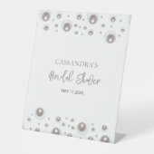 Minimaal White Pearl-Vrijgezellenfeest Reclamebord Met Voetstuk (Voorkant)