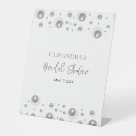 Minimaal White Pearl-Vrijgezellenfeest Reclamebord Met Voetstuk