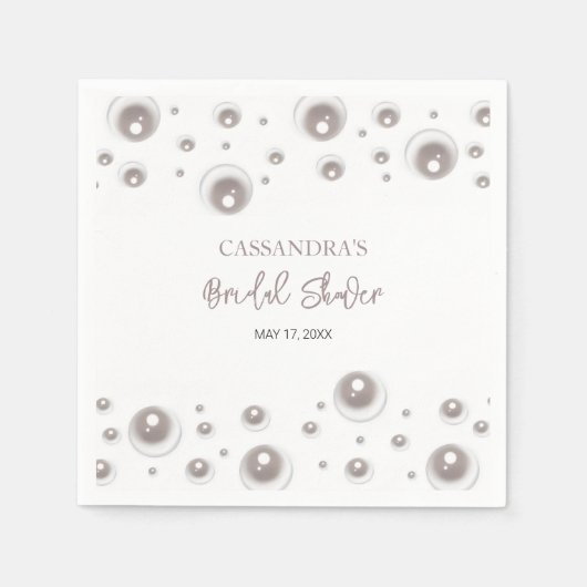 Minimaal White Pearl-Vrijgezellenfeest Servet (Voorkant)