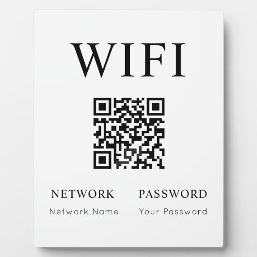 Minimaal Wifi Wachtwoord Teken met QR Code Plaque Fotoplaat (Voorkant)