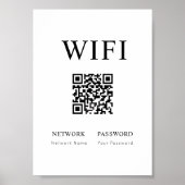 Minimaal Wifi Wachtwoord Teken met QR Code Poster (Voorkant)