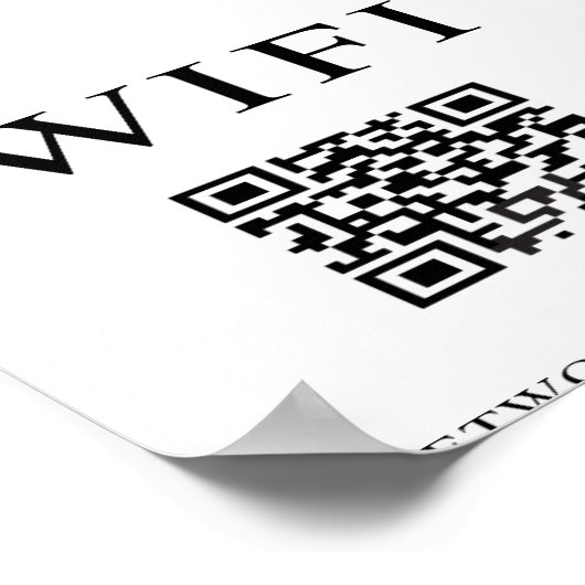 Minimaal Wifi Wachtwoord Teken met QR Code Poster (Hoek)