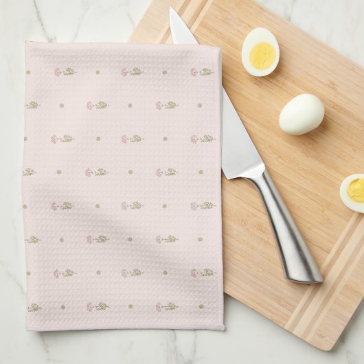 Minimaal wildbloempatroon met stippen theedoek (Quarter Fold)