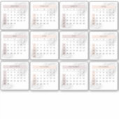 Minimaal wit 2024 volledig jaar maandkalender sticker (Voorkant)