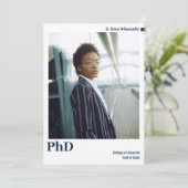 Minimaal wit blauw foto PhD-Afstuderen Aankondiging (Staand voorkant)