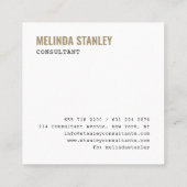 Minimaal wit chic goud folie elegant kleurenblok vierkante visitekaartje (Achterkant)