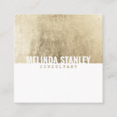 Minimaal wit chic goud folie elegant kleurenblok vierkante visitekaartje (Voorkant)