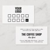 Minimaal wit eenvoudig uw logo coffeeshop loyalite klantenkaartje (Voorkant / Achterkant)