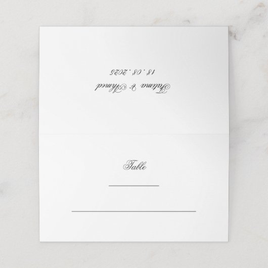 Minimaal Wit Elegant Script Moslim Trouwtafel Plaatskaartje (Buitenkant ongevouwen)