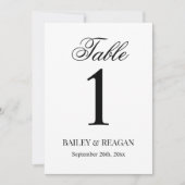 Minimaal wit en zwart Trouwtafel Nummer Kaart (Voorkant)