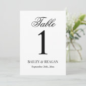 Minimaal wit en zwart Trouwtafel Nummer Kaart (Staand voorkant)