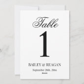 Minimaal wit en zwart Trouwtafel Nummer Kaart (Achterkant)