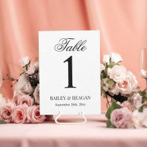 Minimaal wit en zwart Trouwtafel Nummer Kaart