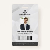 Minimaal wit geometrisch en grijs bedrijf ID Kaart Badge (Voorkant)