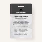 Minimaal wit geometrisch en grijs bedrijf ID Kaart Badge (Achterkant)