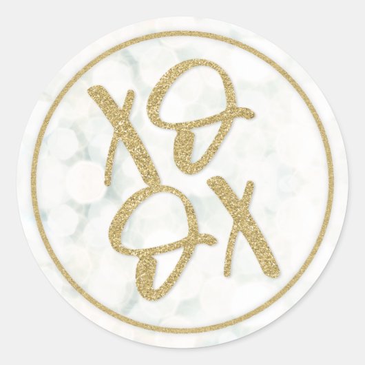 Minimaal wit + Gold XOXO envelopzegel Ronde Sticker (Voorkant)