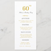 Minimaal Wit & Goud 60e Verjaardagspartij Douane Menu (Voorkant)