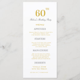 Minimaal Wit & Goud 60e Verjaardagspartij Douane Menu