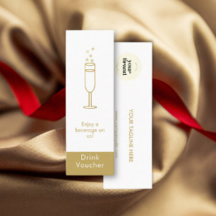 Minimaal Wit Goud Event Logo Gratis Drink Voucher Mini Visitekaartje