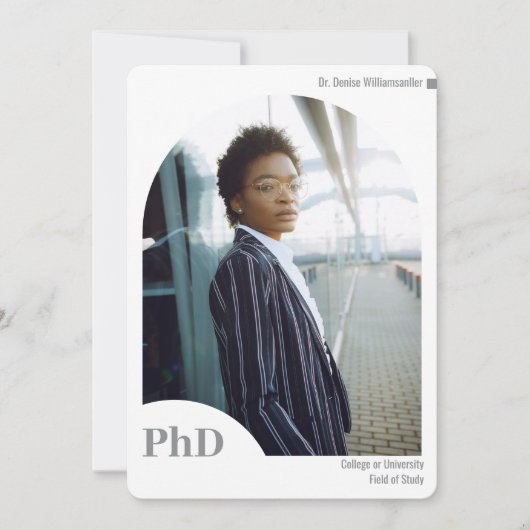 Minimaal wit grijs Afstuderen Foto PhD Aankondiging (Voorkant)