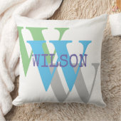 Minimaal wit groen grijs monogram Sierkussen (Deken)