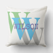 Minimaal wit groen grijs monogram Sierkussen (Voorkant)