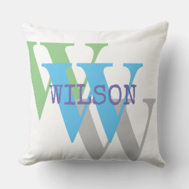 Minimaal wit groen grijs monogram Sierkussen