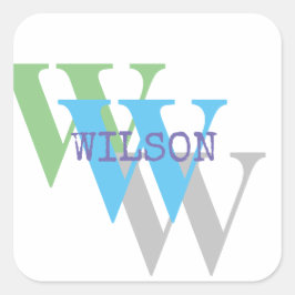 Minimaal wit groen grijs paarse monogram Sticker