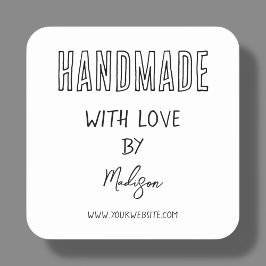 Minimaal wit | Handgemaakt met liefde vierkante St Vierkante Sticker