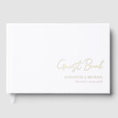 Minimaal, wit, handschrift, Folie, bruiloft Gastenboek (Voorkant)