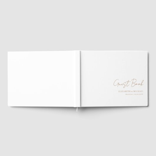 Minimaal, wit handschrift script bruiloft gastenboek (Volledig)