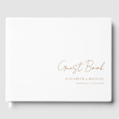 Minimaal, wit handschrift script bruiloft gastenboek (Voorkant)