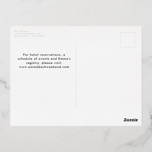 Minimaal wit laat gaan meisjes vrijgezellenfeest folie uitnodiging briefkaart (Achterkant)