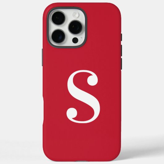Minimaal wit monogram op rood Case-Mate iPhone case (Achterkant)