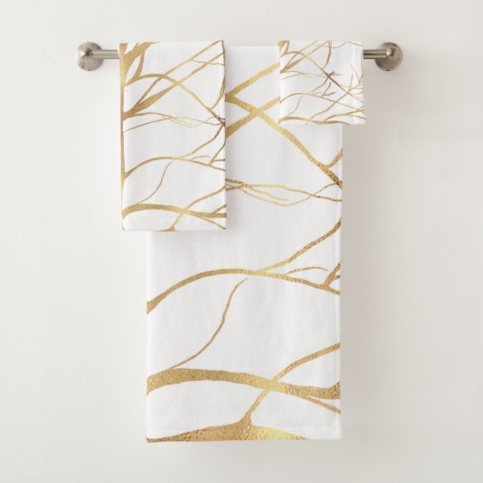 Minimaal wit ontwerp van de moderne Gold Tree Bad Handdoek (Insitu)