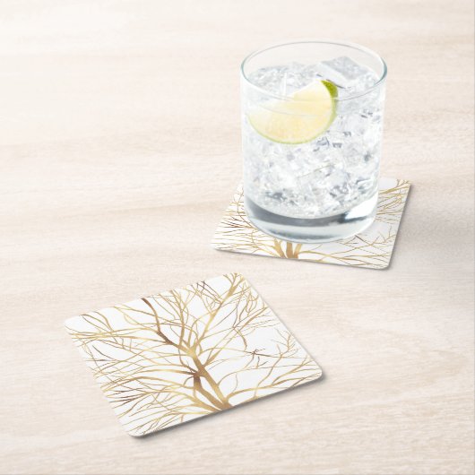 Minimaal wit ontwerp van de moderne Gold Tree Kartonnen Onderzetters (Insitu)