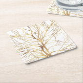 Minimaal wit ontwerp van de moderne Gold Tree Kartonnen Onderzetters (Schuin)