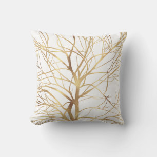 Minimaal wit ontwerp van de moderne Gold Tree Kussen