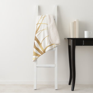 Minimaal wit ontwerp van de moderne Gold Tree Sherpa Deken