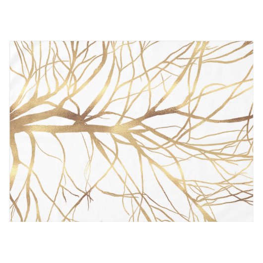 Minimaal wit ontwerp van de moderne Gold Tree Tafelkleed (Voorkant (Horizontaal))