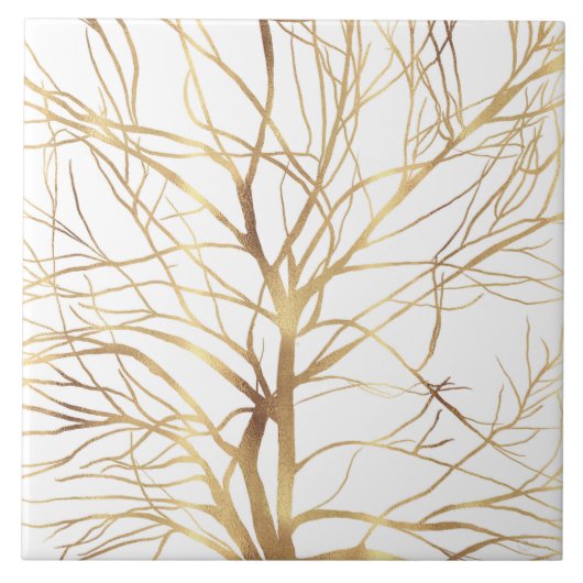 Minimaal wit ontwerp van de moderne Gold Tree Tegeltje (Voorkant)